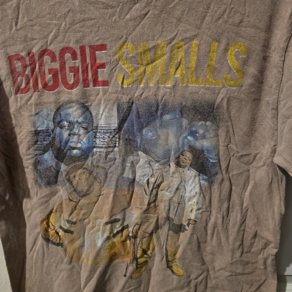 The Notorious B.I.G. Biggie Smalls Graphic T-Shirt Mens M Tan Hip Hop Rap Tee - Picture 2 of 6